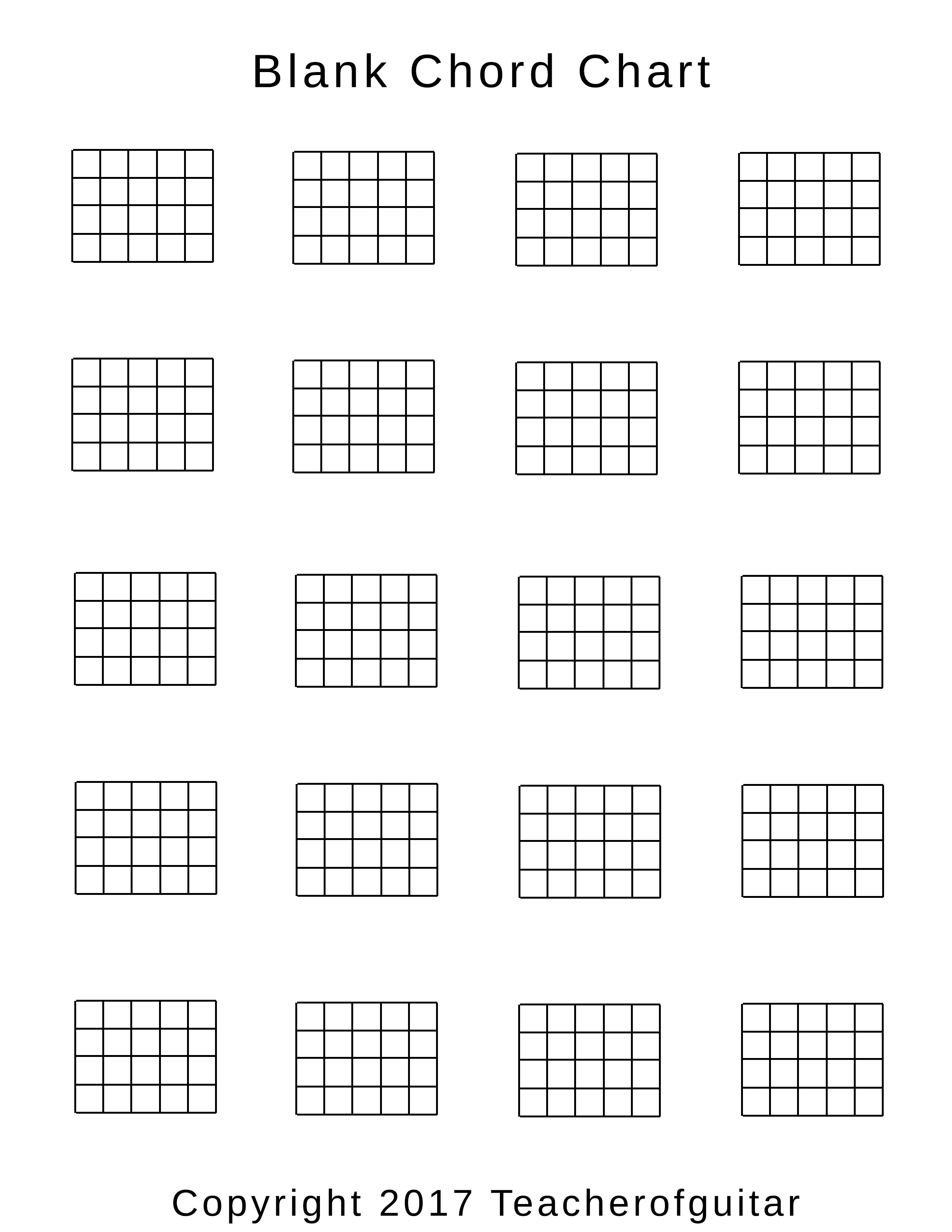 Empty Guitar Chord Chart Printable Sheet and Chords Collection